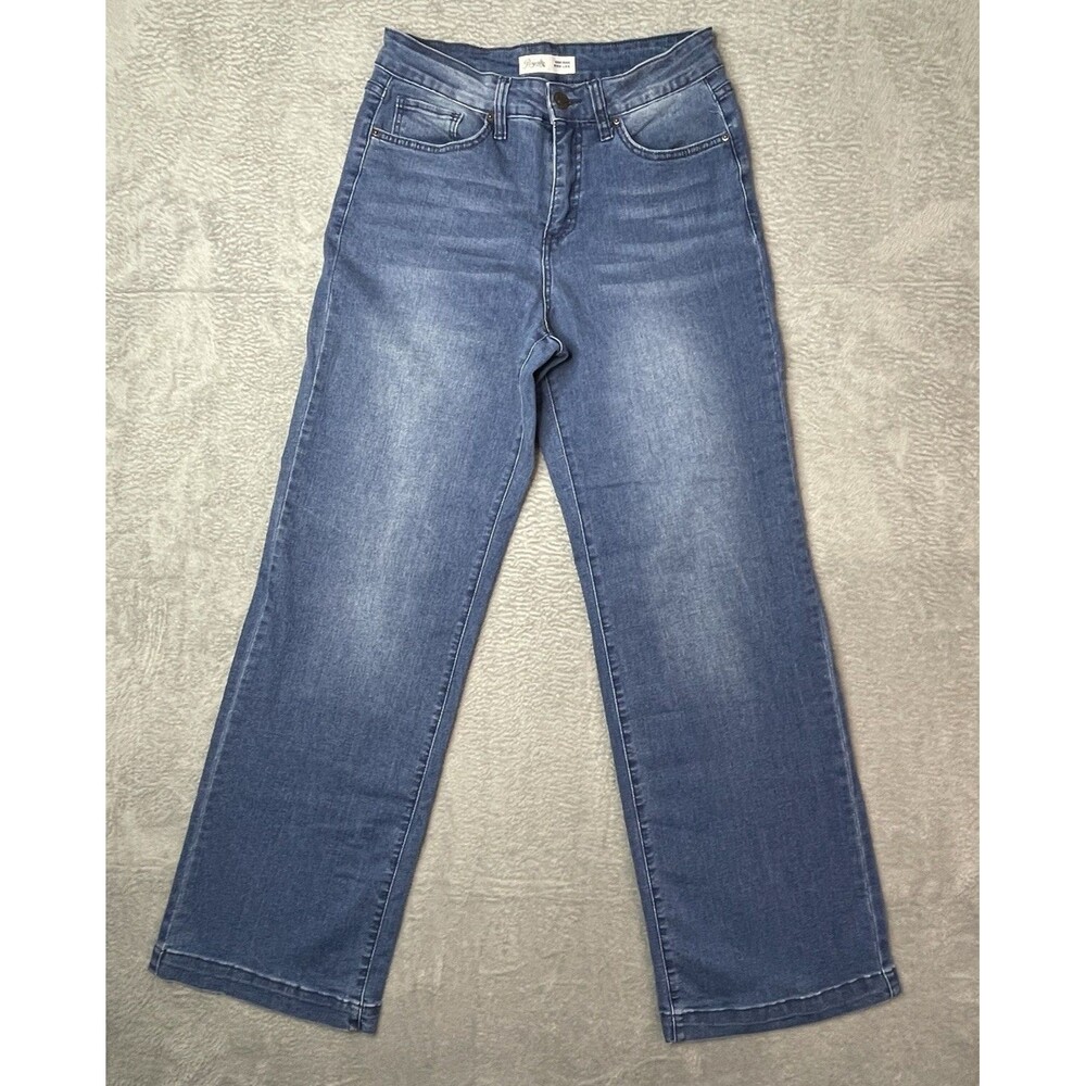 Royalty For Me Denim Blue Jeans Size 10 High Rise Wide Leg Boho Preppy Coastal - Picture 2 of 12